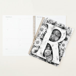 Personalisiert Letter R Floral Watercolor-Notebook Planer