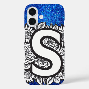Personalisiert Letter S Eleganter Blumenkohl-Glitz iPhone 16 Hülle