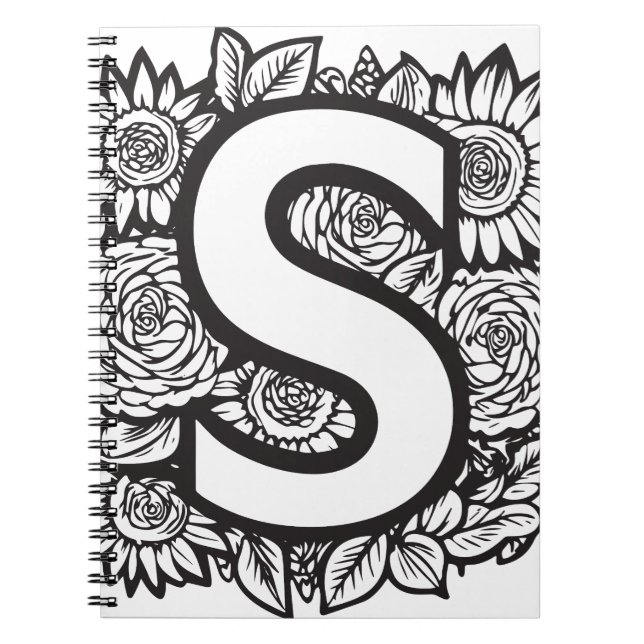 Personalisiert Letter S floral Tattoo Style Monogr Notizblock (Vorderseite)
