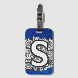 Personalisiert Letter S Glitzer Tattoo-Blume Gepäckanhänger