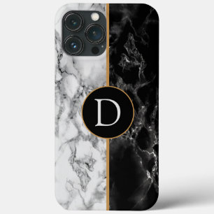 Personalisiert Letter Schwarz-weiß Marble iPhone C Case-Mate iPhone Hülle
