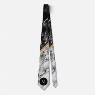 Personalisiert Letter Schwarz-weiß Marble Neck Tie Krawatte