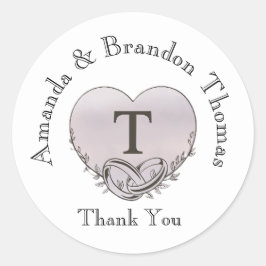 Personalisiert Letter T Heart Wedding Vielen Dank Runder Aufkleber