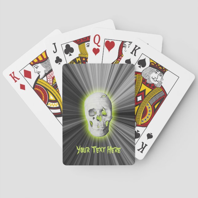 Personalisiert leuchtende Green Skull Playing Card Spielkarten (Rückseite)