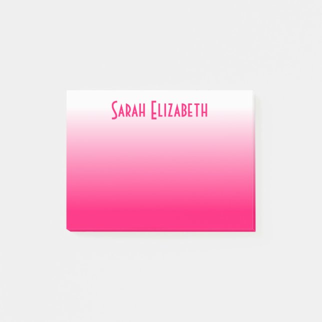 Personalisiert leuchtendes Rosa bis weißes Weiß Post-it Klebezettel (Vorderseite)