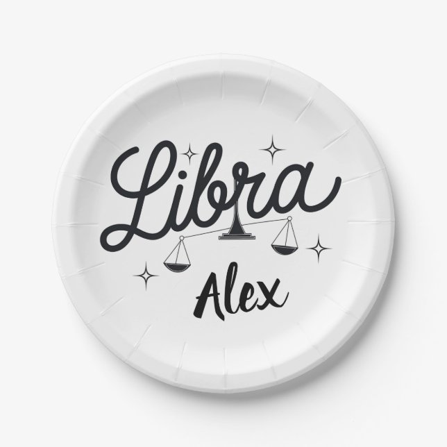 Personalisiert Libra Zodiac Signa Art Pappteller (Vorderseite)