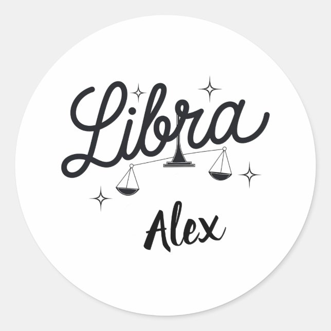 Personalisiert Libra Zodiac Signa Art Runder Aufkleber (Vorderseite)