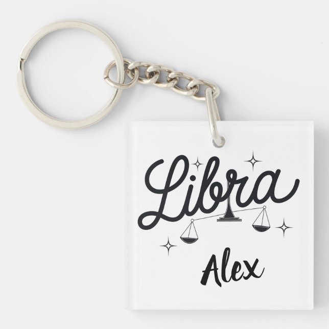 Personalisiert Libra Zodiac Signa Art Schlüsselanhänger (Vorderseite)
