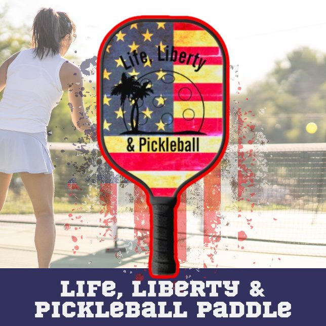 Personalisiert Life Liberty & Pickleball Schläger (Personalized Pickleball Paddle American Flag Funny Saying)