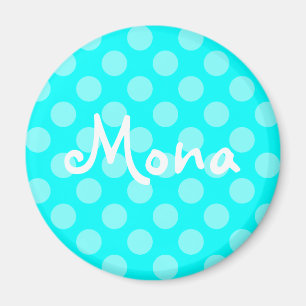 Personalisiert Light Aqua Polka Dot Magnet