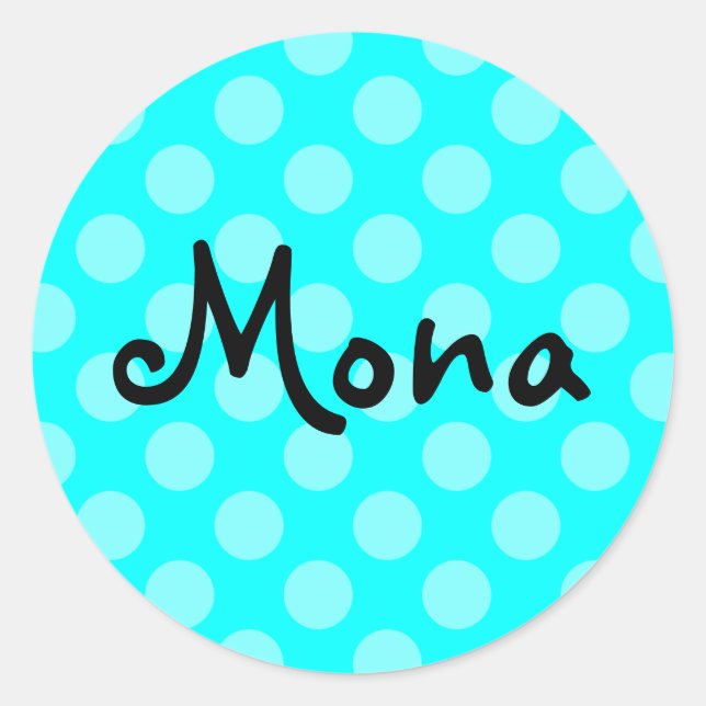 Personalisiert Light Aqua Polka Dot Runder Aufkleber (Vorderseite)