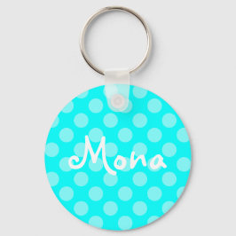 Personalisiert Light Aqua Polka Dot Schlüsselanhänger