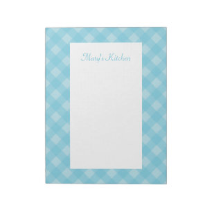Personalisiert Light Blue Gingham Notepad Notizblock
