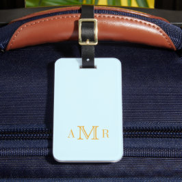 Personalisiert Light Blue Monogram Gepäckanhänger