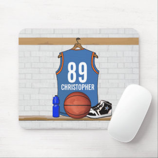 Personalisiert Light Blue Orange Basketball Jersey Mousepad