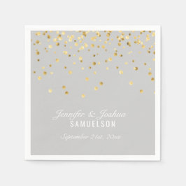 Personalisiert LIGHT GRAY Gold Confetti Wedding Serviette
