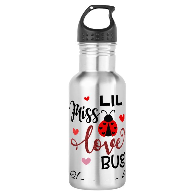 Personalisiert Lil Miss Liebe Bug Edelstahlflasche (Vorderseite)