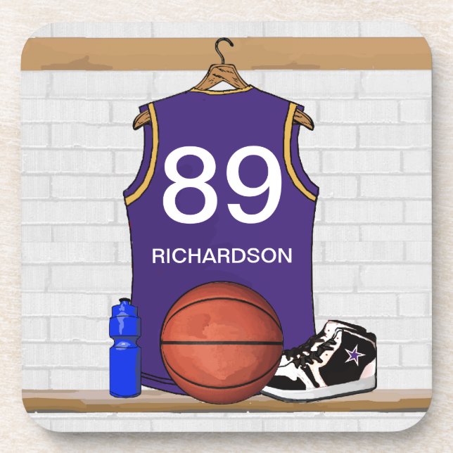 Personalisiert Lila Basketball Jersey Untersetzer (Vorderseite)