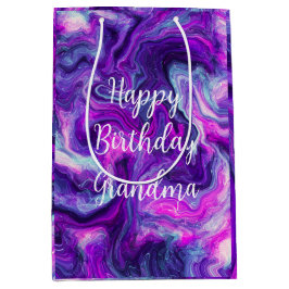 Personalisiert Lila, blau, rosa Marmor Geburtstag Mittlere Geschenktüte
