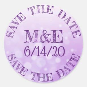 Personalisiert Lila Bokeh Wedding Stickers