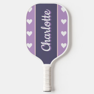 Personalisiert Lila Lilac Hearts Pickleball Schläger