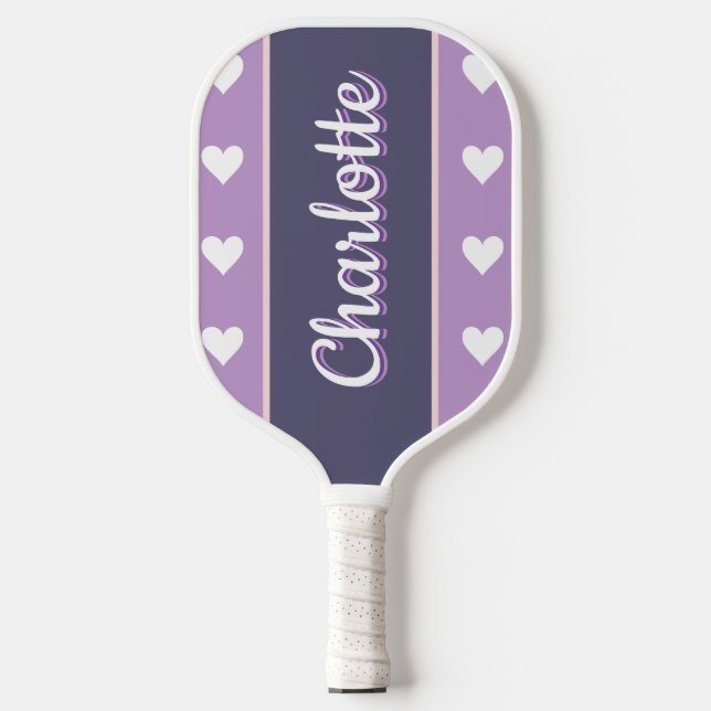 Personalisiert Lila Lilac Hearts Pickleball Schläger (Vorderseite)