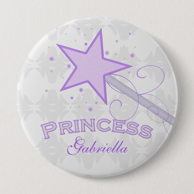 Personalisiert: Lila Prinzessin Wand Button (Vorderseite)
