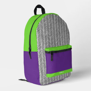 Personalisiert Lila und grün Bedruckter Rucksack