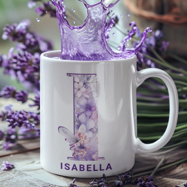 Personalisiert Lilac Fairy Monogram I Kaffeetasse (Personalized Lilac Fairy Monogram I Coffee Mug)