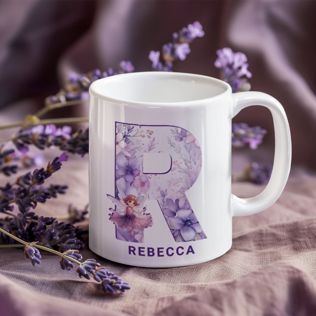 Personalisiert Lilac Fairy Monogram R Kaffeetasse (Personalized Lilac Fairy Monogram R Coffee Mug)