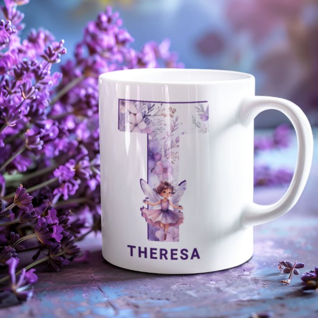 Personalisiert Lilac Fairy Monogram T Kaffeetasse (Personalized Lilac Fairy Monogram T Coffee Mug)