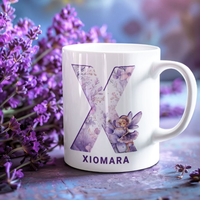 Personalisiert Lilac Fairy Monogram X Kaffeetasse (Personalized Lilac Fairy Monogram X Coffee Mug)
