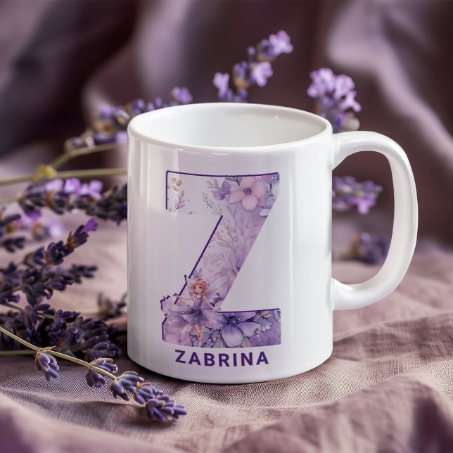 Personalisiert Lilac Fairy Monogram Z Kaffeetasse (Personalized Lilac Fairy Monogram Z Coffee Mug)