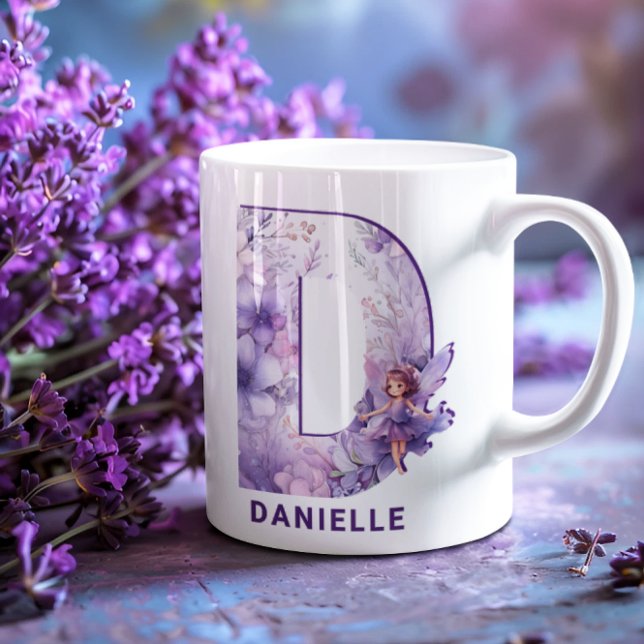 Personalisiert Lilac Fairy Monogramm D Kaffeetasse (Personalized Lilac Fairy Monogram D Coffee Mug)