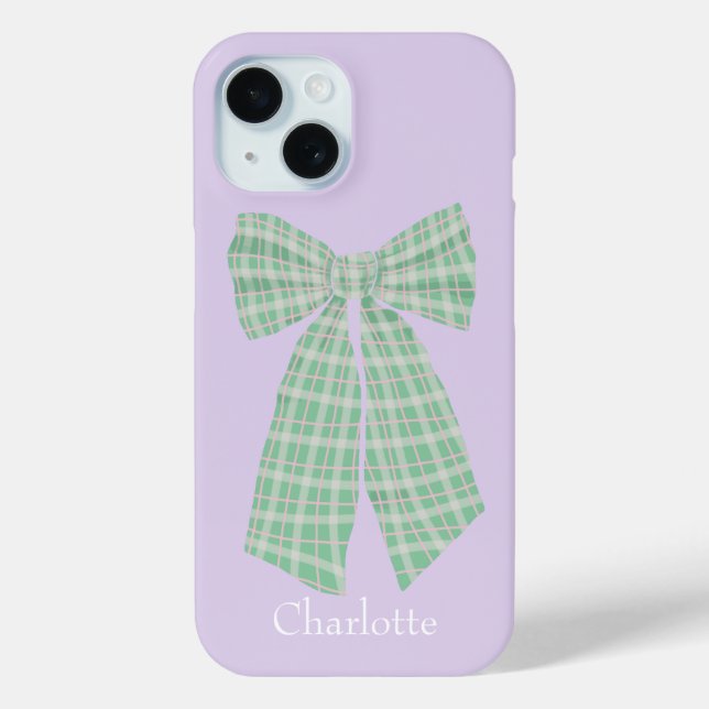 Personalisiert Lilac Gingham Romantische Coquette  Case-Mate iPhone Hülle (Rückseite)