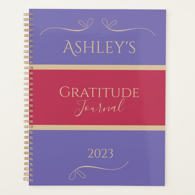 Personalisiert Lilac Gold Modern DankJournal Planer (Vorderseite)