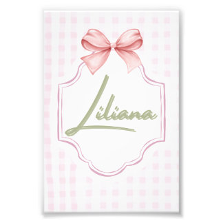 Personalisiert Liliana Baby Girl Kinderzimmer Bow& Fotodruck