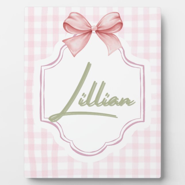Personalisiert Lillian Baby Girl Kinderzimmer Bow& Fotoplatte (Vorderseite)