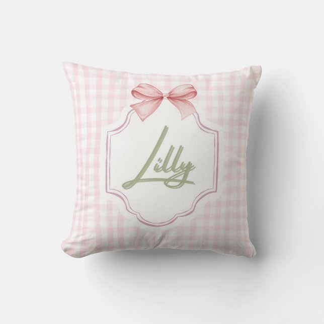 Personalisiert Lilly Baby Girl Kinderzimmer Bow&Gi Kissen (Vorderseite)