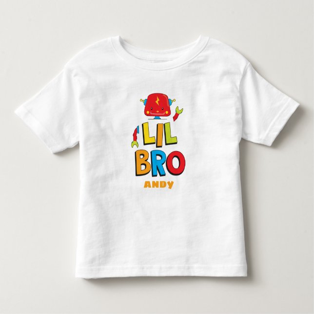 Personalisiert Lilttle Brother Robot T - Shirt (Vorderseite)