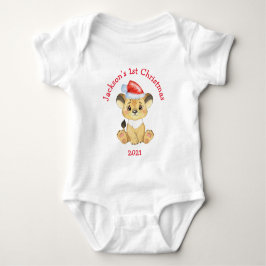 Personalisiert Lion 1. Christmas Baby Boy Blue Strampler