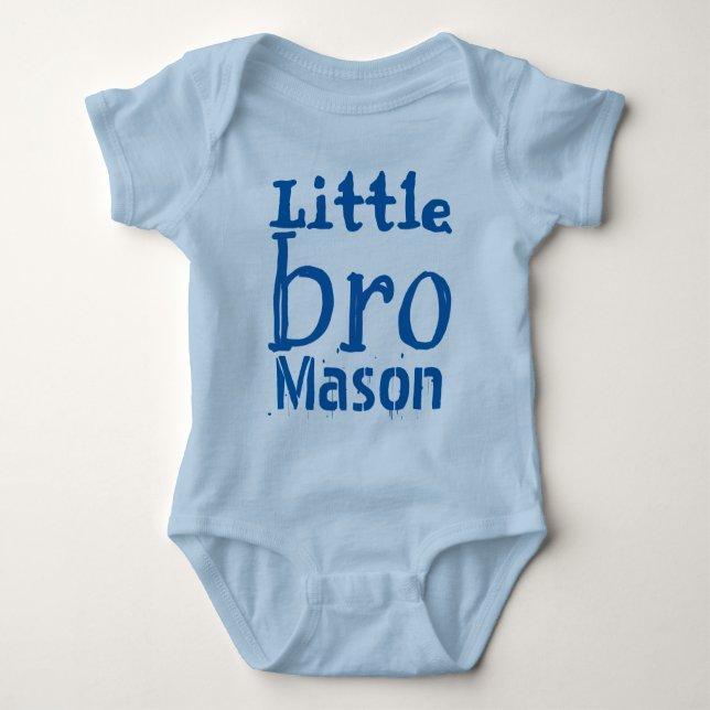 Personalisiert Little BRO Blue Baby Strampler (Vorderseite)