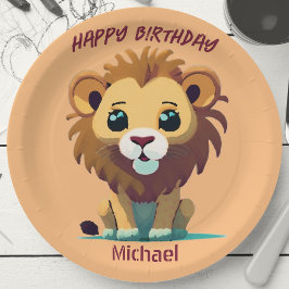 Personalisiert Little Lion Birthday Pappteller