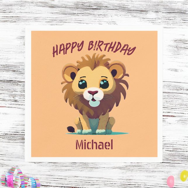 Personalisiert Little Lion Birthday Serviette (Von Creator hochgeladen)