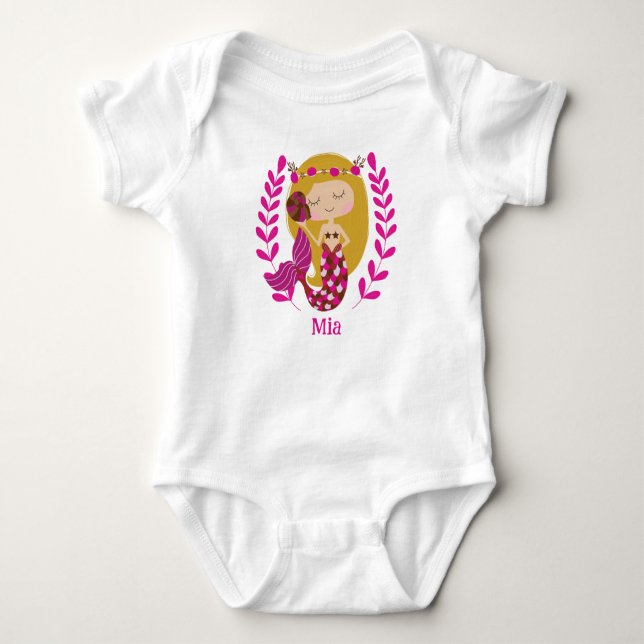 Personalisiert Little Mermaid Baby Strampler (Vorderseite)