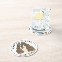 Personalisiert Liver White English Springer Spanis Runder Pappuntersetzer