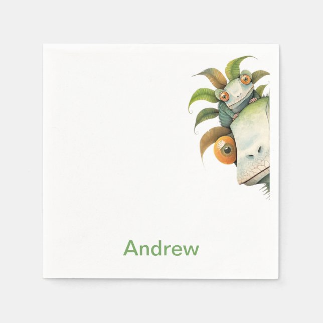 Personalisiert Lizard Birthday Party Serviette (Vorderseite)