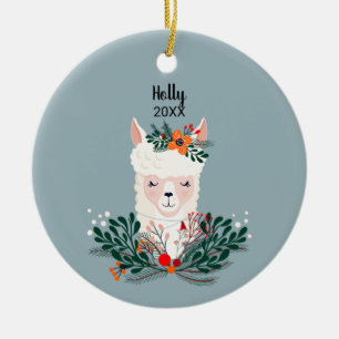 Personalisiert Llama Keramik Ornament
