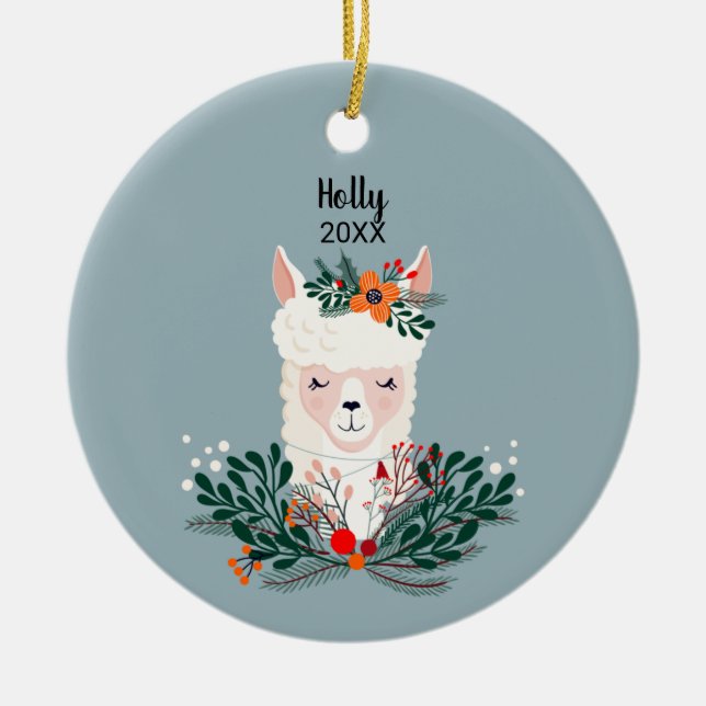 Personalisiert Llama Keramik Ornament (Vorne)
