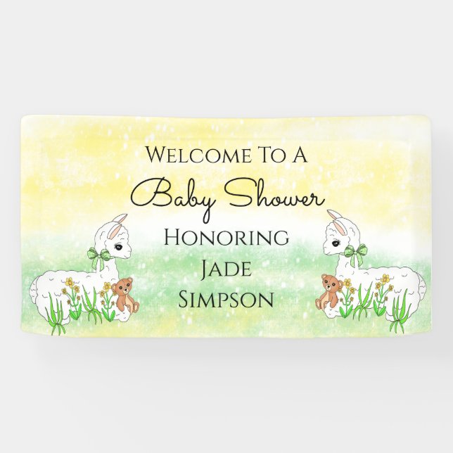 Personalisiert Llama Themed Baby Dusche Banner (Horizontal)